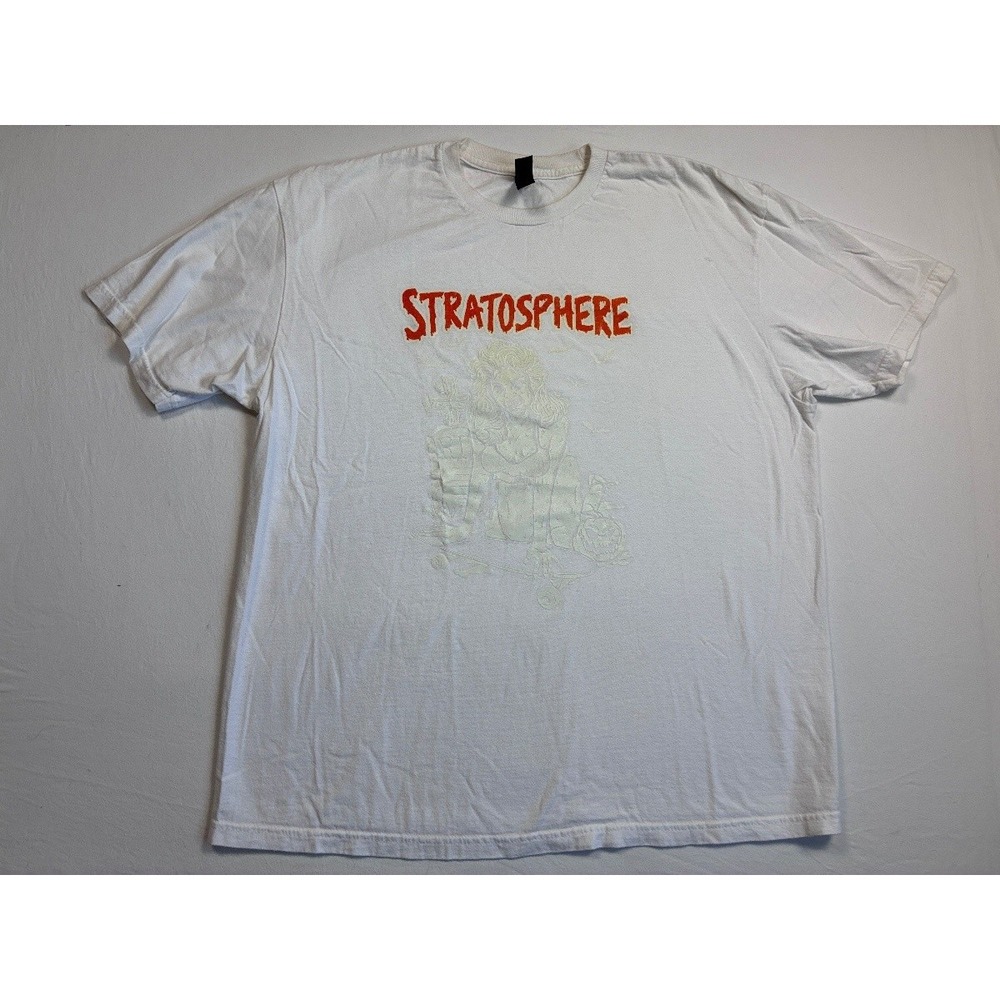 Gildan STRATOSPHERE Graphic T-Shirt Men's XL White 100% Cotton GLOW IN THE DARK
